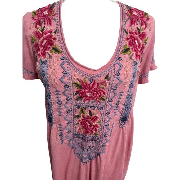 Johnny Was Davis Drape Pink Tunic Dress Size Small Trendy Embroidered - Picture 3 of 12